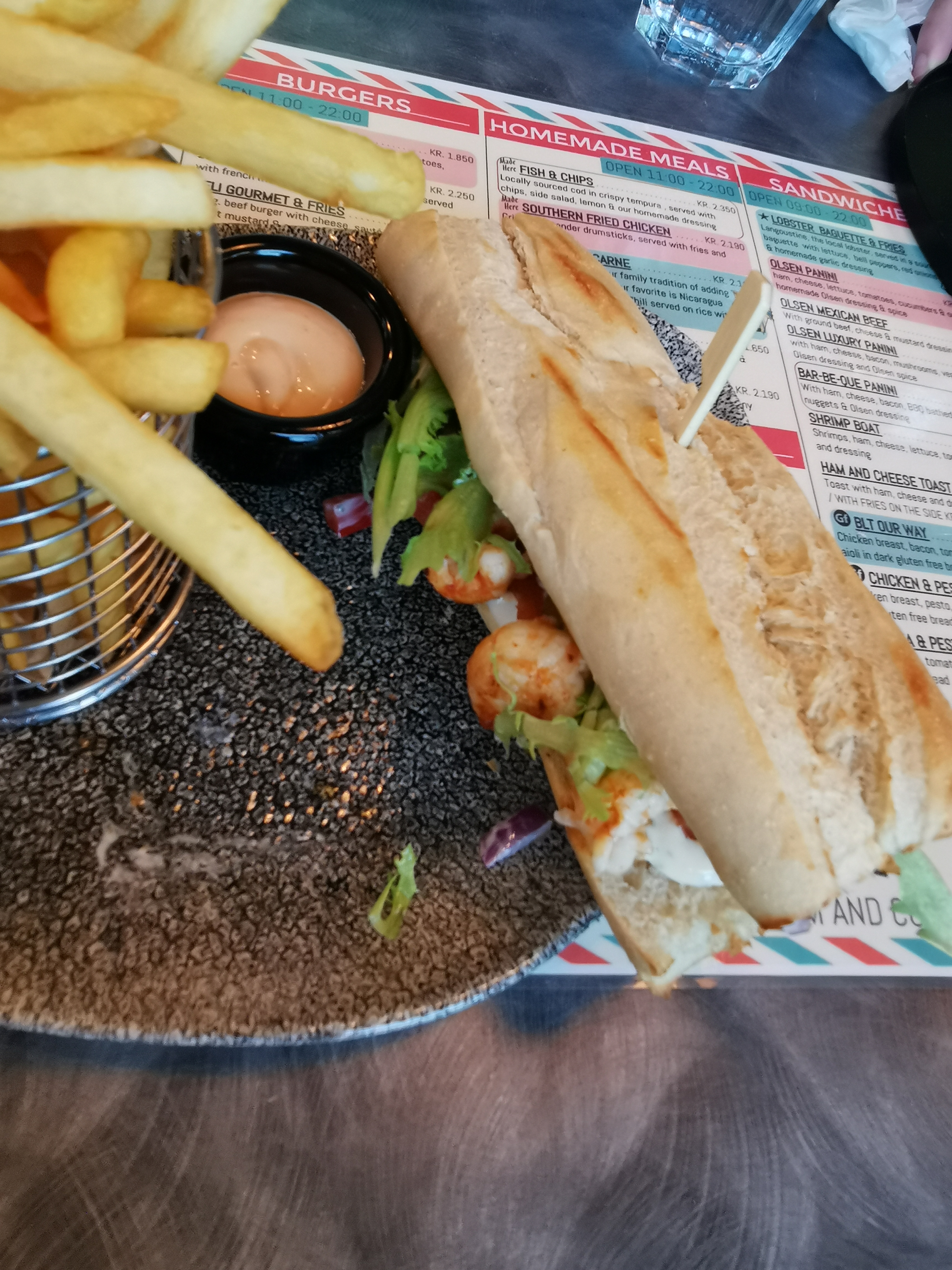 bocadillo de langostinos